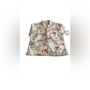 ALOHA Collection Tropical Print Shirt - White, Green, Orange